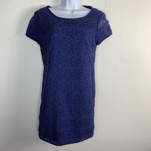 LOFT Blue Crochet Shift Dress - Size 6 - NWOT